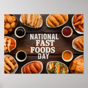 Unhealthy Fast Food Spread with Sauces Poster