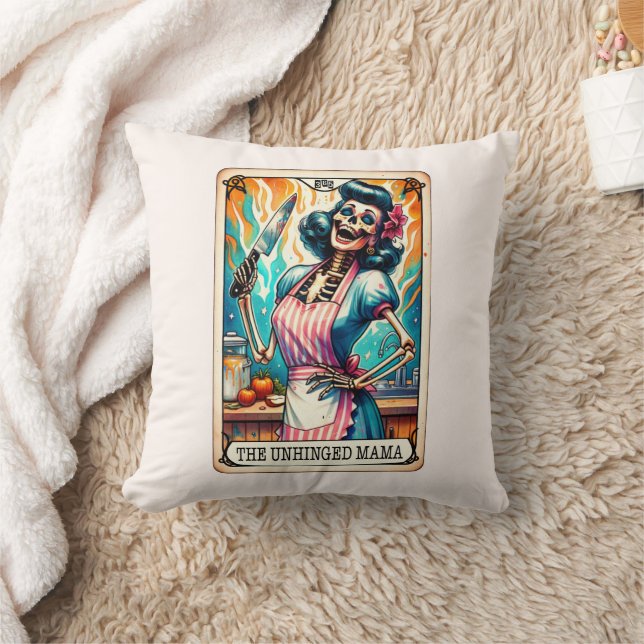 Unhinged Mama Tarot Card Throw Pillow (Blanket)