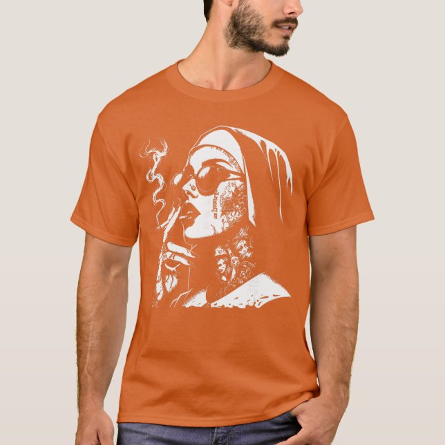 Unholy Nun Funny Horror Choked up Unholy Nun Satan T-Shirt (Front)