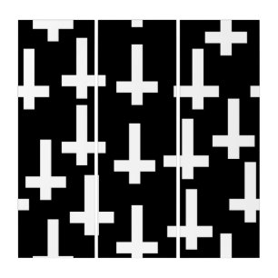 unholy upside down cross black white  triptych