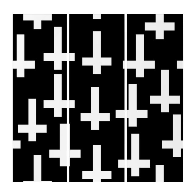 unholy upside down cross black white  triptych (Front)