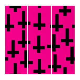 unholy upside down cross pink triptych