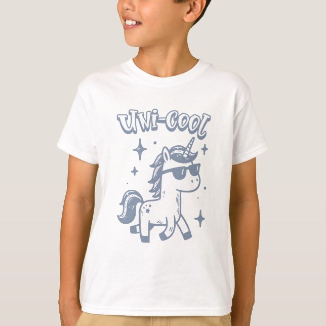 Uni Cool Unicorn Fun Art T-Shirt (Front)