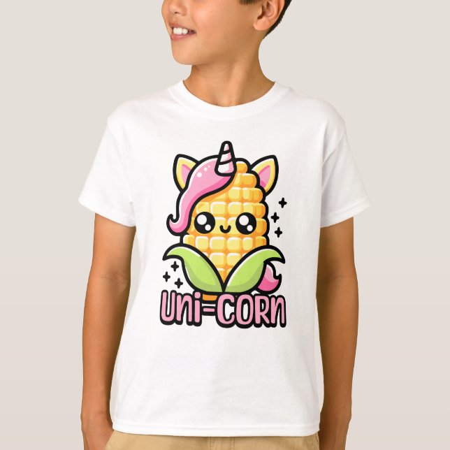 Uni-Corn! Cute Unicorn Corn Pun T-Shirt (Front)