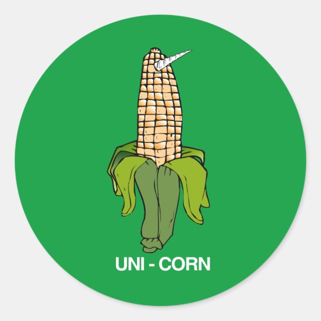 UNI CORN EAR OF CORN CLASSIC ROUND STICKER (Front)