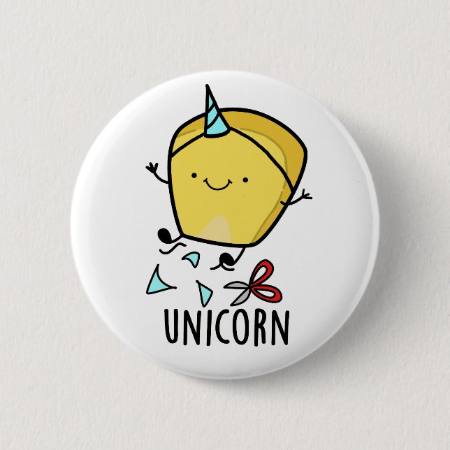 Uni-corn Funny Corn Pun  Button (Front)