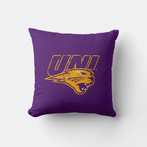 UNI Panthers Logo Distressed Throw Pillow