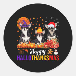 Uni-S Kids Chihuahua Dog Halloween Thanksgiving Classic Round Sticker