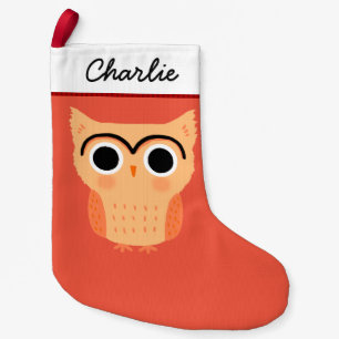 Unibrow Owl Funny Cute Owl Holiday Small Christmas Stocking