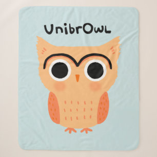 UnibrOwl Unibrow Owl Funny Cute Eyebrows Owl Sherpa Blanket