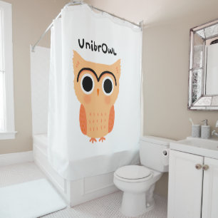 UnibrOwl Unibrow Owl   Funny Cute Eyebrows Owl Shower Curtain