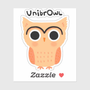 UnibrOwl Unibrow Owl Funny Cute Eyebrows Owl Sticker