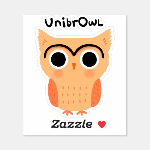 UnibrOwl Unibrow Owl  Funny Cute Eyebrows Owl Sticker