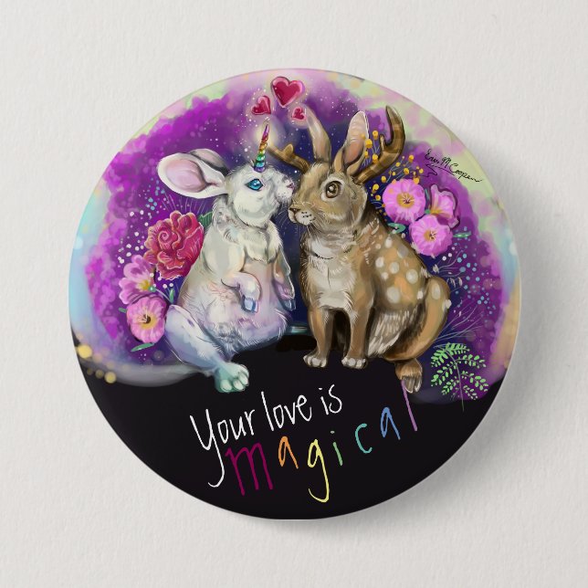 Unibunny Kisses Jackalope Magical Love Button (Front)