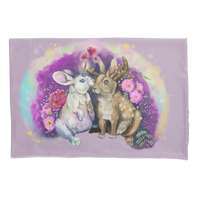 Unibunny Kisses Jackalope Magical Love Pillow Case (Front)