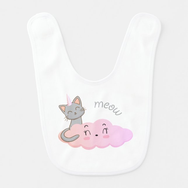 unicat cloud meow pips baby bib (Front)