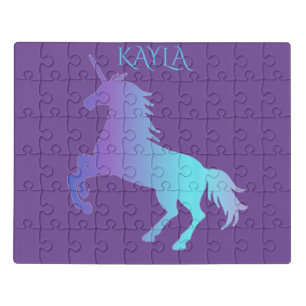 Unicorm puzzle with matching tin box. Personalized