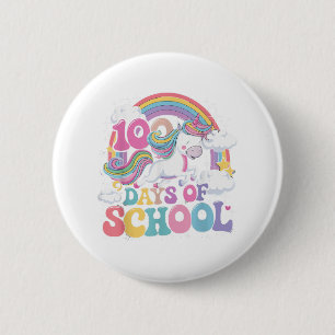 Unicorn 100 Days Of School 100th Day Of School Tea Button