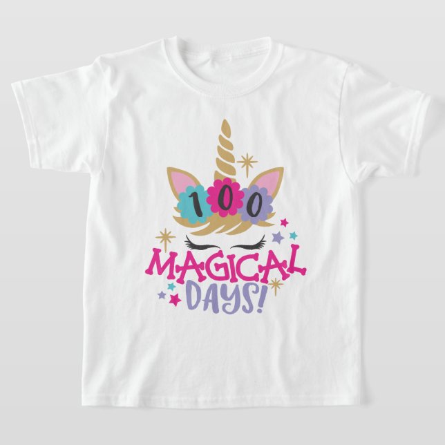 Unicorn 100 Magical Days of School T-Shirt (Laydown)
