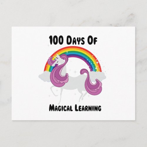 Unicorn 100th Day Of School 100 Days For Girls Postcard