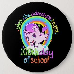 Unicorn 100th Day Of School Teacher 100 Days Smart Button