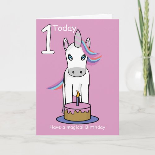 Unicorn 1st Birthday Card