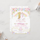 Unicorn 1st Birthday Invitation Floral Rainbow