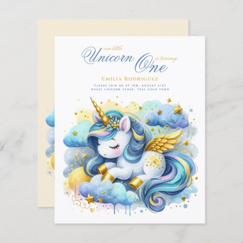 Unicorn 1st Birthday or EDIT AGE Teal Gold