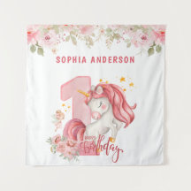Unicorn 1st Birthday Pink Little Girl 