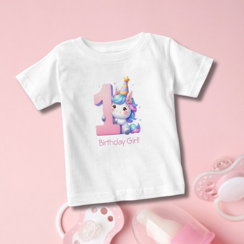 Unicorn 1st First Girls Birthday T_shirt