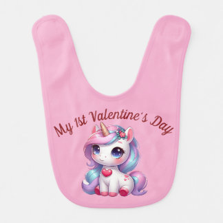 Unicorn 1ST Valentine's Day Bib