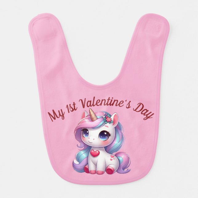 Unicorn 1ST Valentine's Day Bib (Front)