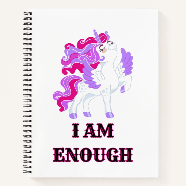 Unicorn 2 I AM Enough journal notebook  (Front)