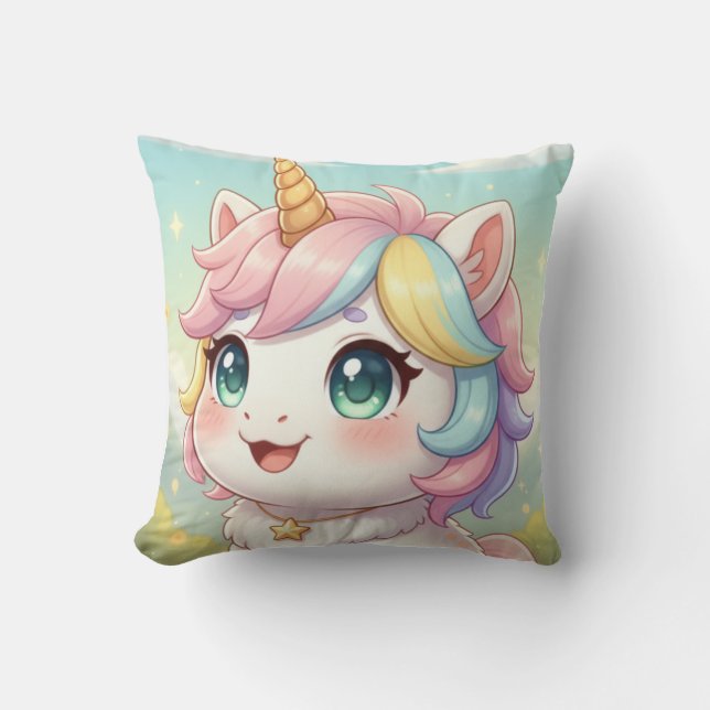 unicorn 3 throw pillow (Front)