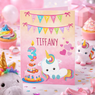 Unicorn 3rd Birthday Card