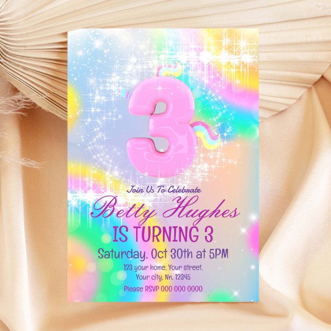 Unicorn 3rd Birthday Invitation (Creator Uploaded)