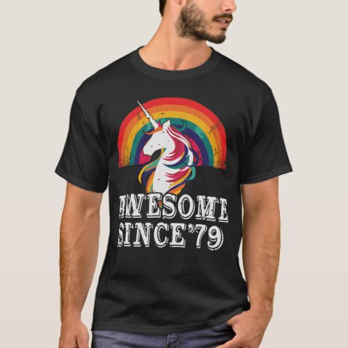 Unicorn 40th Birthday Gift Rainbow 1979 40 Years O T_Shirt