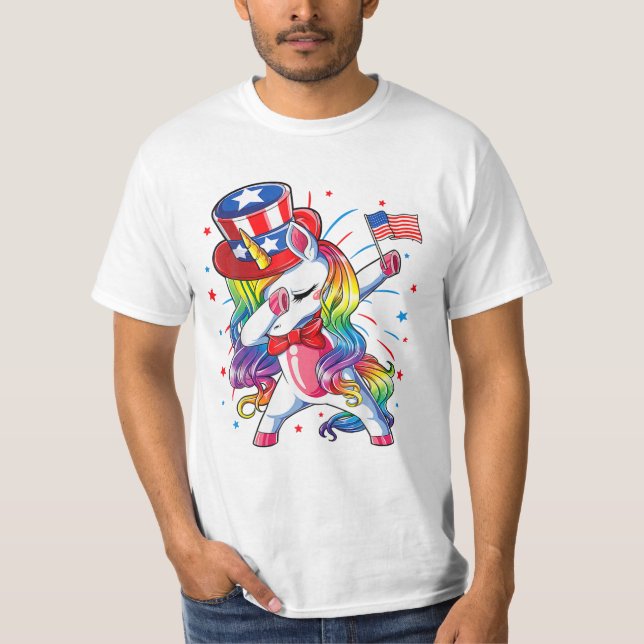 Unicorn 4th of July Girls T-Shirt (Front)