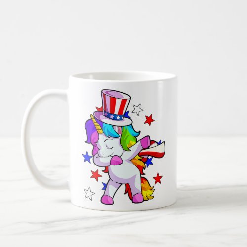 Unicorn 4th of July  Women Toddler Girls American  Coffee Mug