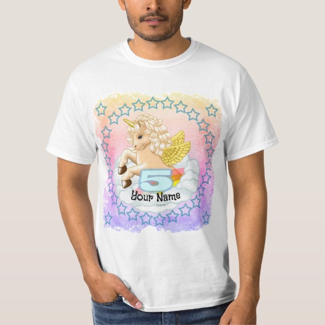 Unicorn 5 year old birthday  t-shirts (Front)