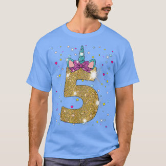 Unicorn 5th Birthday Girl Five 5 Years Old  T-Shirt