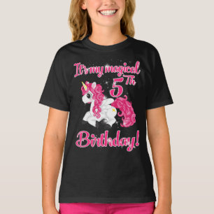 Unicorn 5th Birthday Party Shirt Girl 5 Years Old 