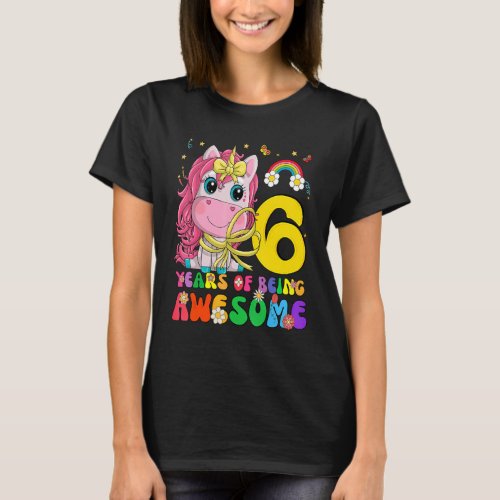 Unicorn 6th Birthday Gifts 6 Years Old Girls Princ T_Shirt