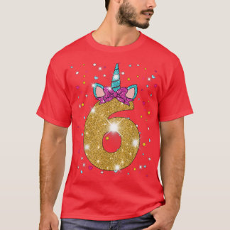 Unicorn 6th Birthday Girl Si 6 Years Old T-Shirt