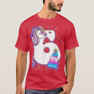 Unicorn 6th Birthday Girls 6 Year Old Sith Birthd T-Shirt