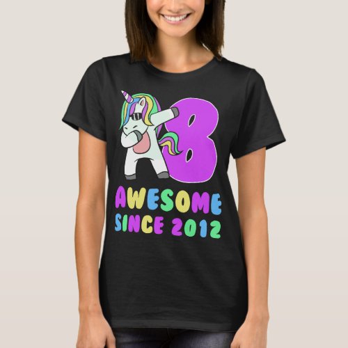 Unicorn 8th Birthday Girl T_Shirt