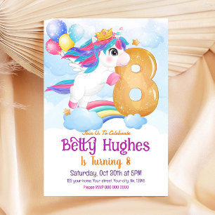 Unicorn 8th Birthday Invitation