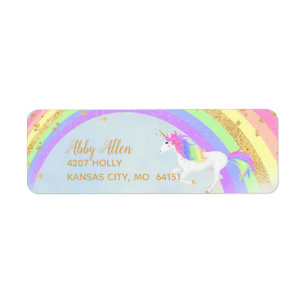 Unicorn Address Labels Magical Gold