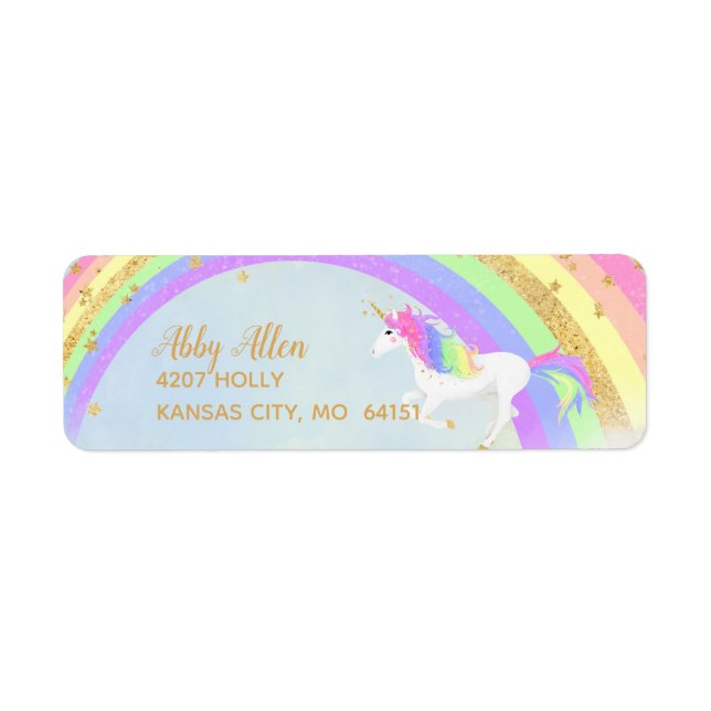 Unicorn Address Labels | Magical Gold (Front)