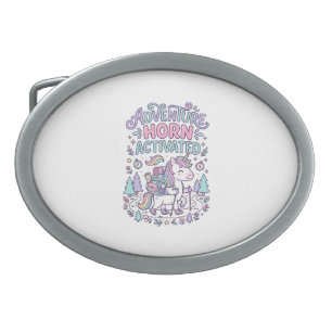 Unicorn Adventure Horn Activated Cute Pastel Graph Belt Buckle